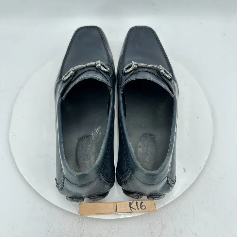 Salvatore Ferragamo Men Size 8.5EE Dark Green Leather Horsebit Loafer Shoes
